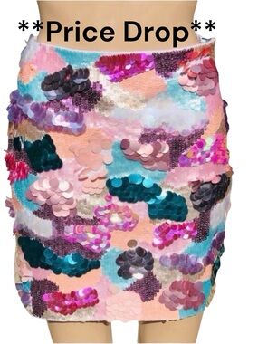 Bebe multicolored sequin mini skirt Sz 4